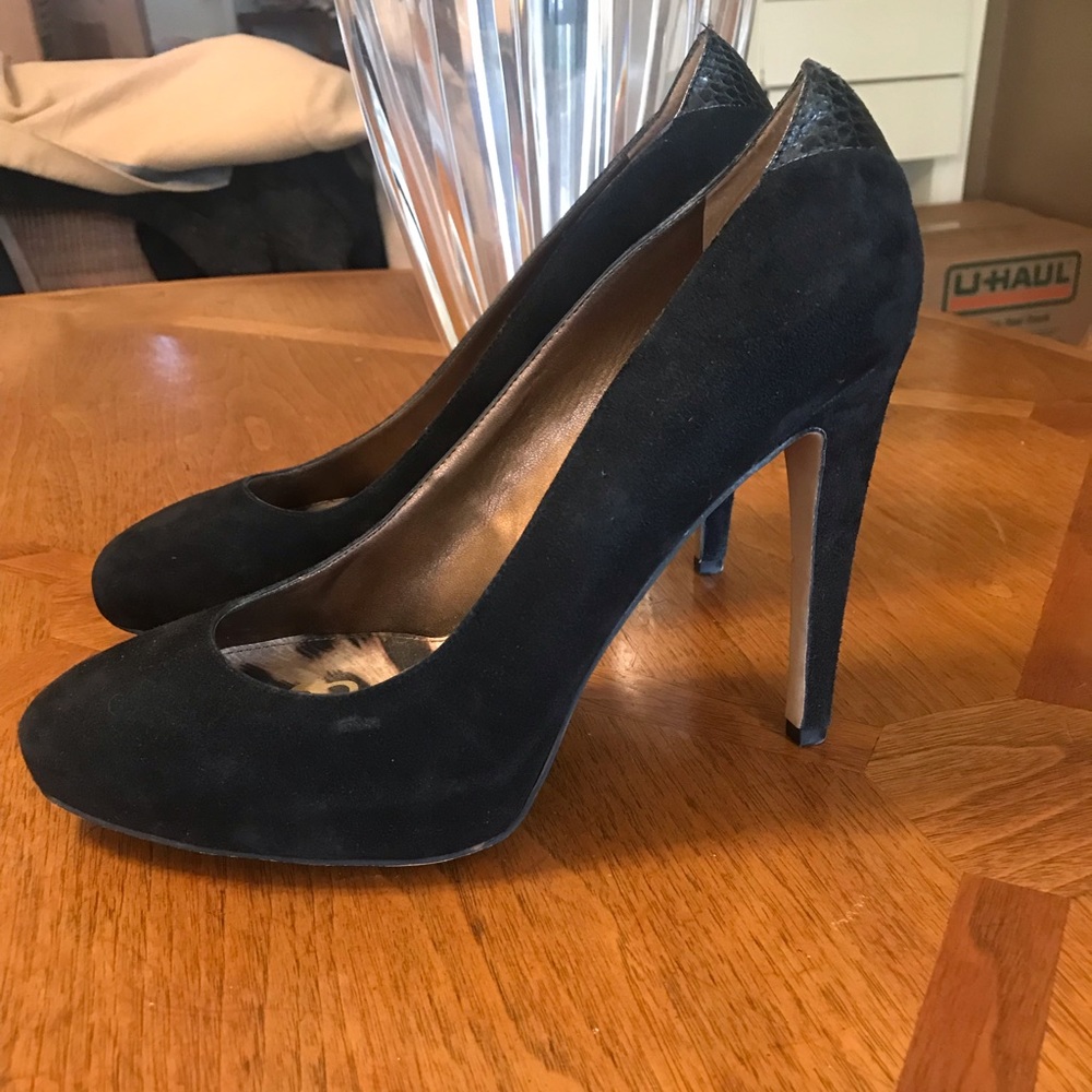 Sam Edelman 5” Heel Black Suede Platform